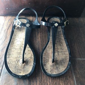 Black Kate Spade T-strap Sandals